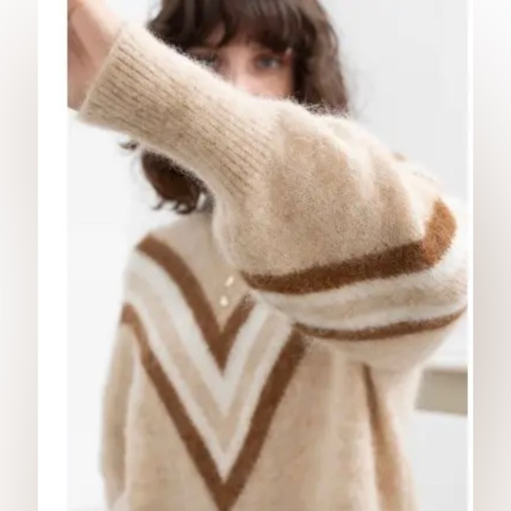 &Other Stories Mock Neck Varsity Striped Sweater, S